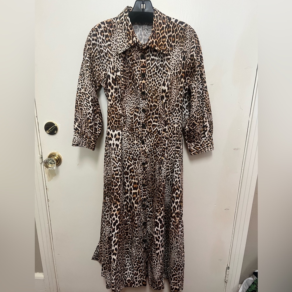 Teri Jon Leopard Shirt Dress
